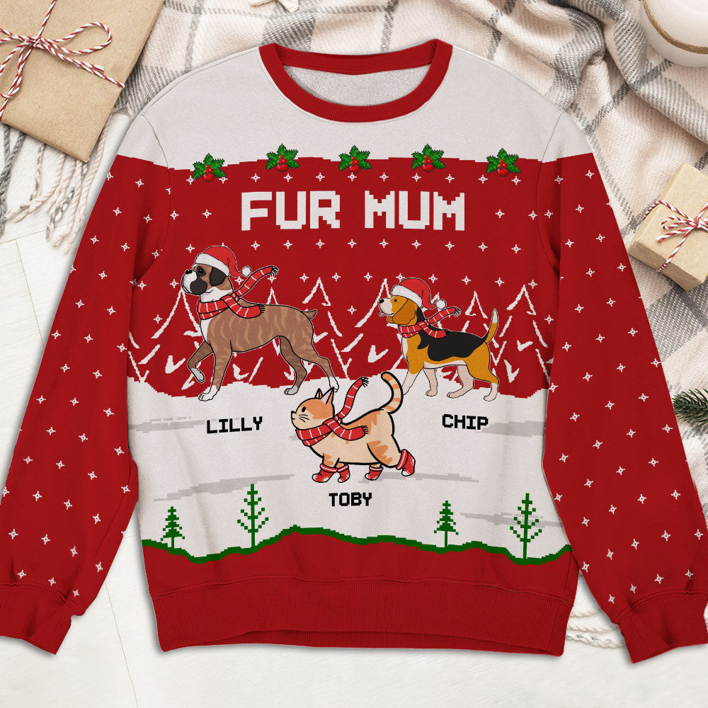 Personalized Custom All-Over-Print Dog and Cat in Snow Unisex Sweatshirt - Ideal Gift for Pet Lovers