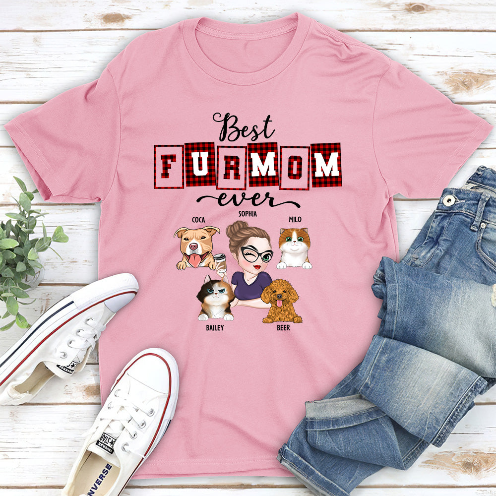 Best Fur Mom Of The Year - Personalized Custom Unisex 5.3 oz T-shirt for Pet Lovers