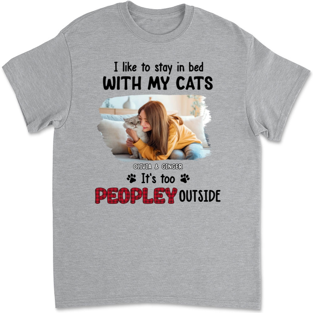 Like To Stay In Bed Cat Photo - Personalized Custom Unisex 5.3 oz T-shirt for Pet Lovers