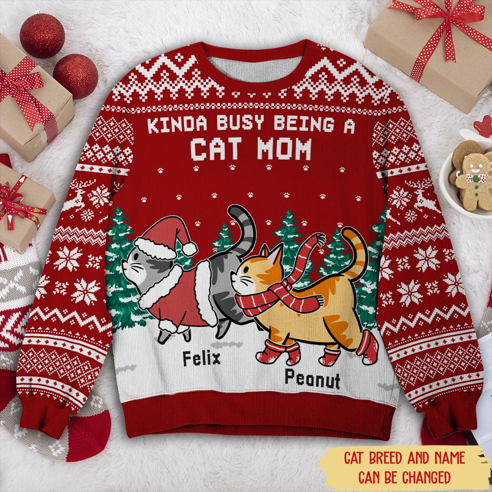 Personalized Custom All-Over-Print Cat Mom Sweatshirt - Ideal Gift for Pet Lovers