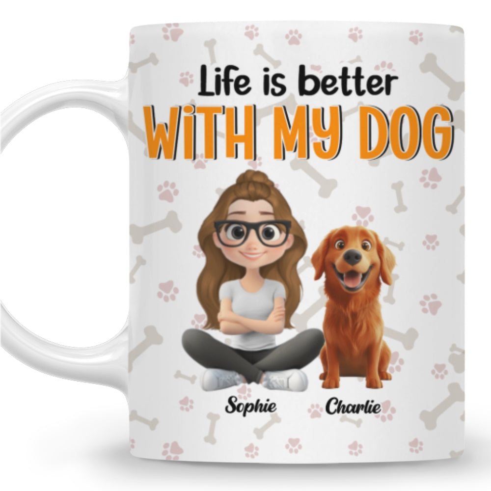 Life Is Better With My Beloved Dogs - Customizable Personalized 11oz Coffee Mug for All Beverages