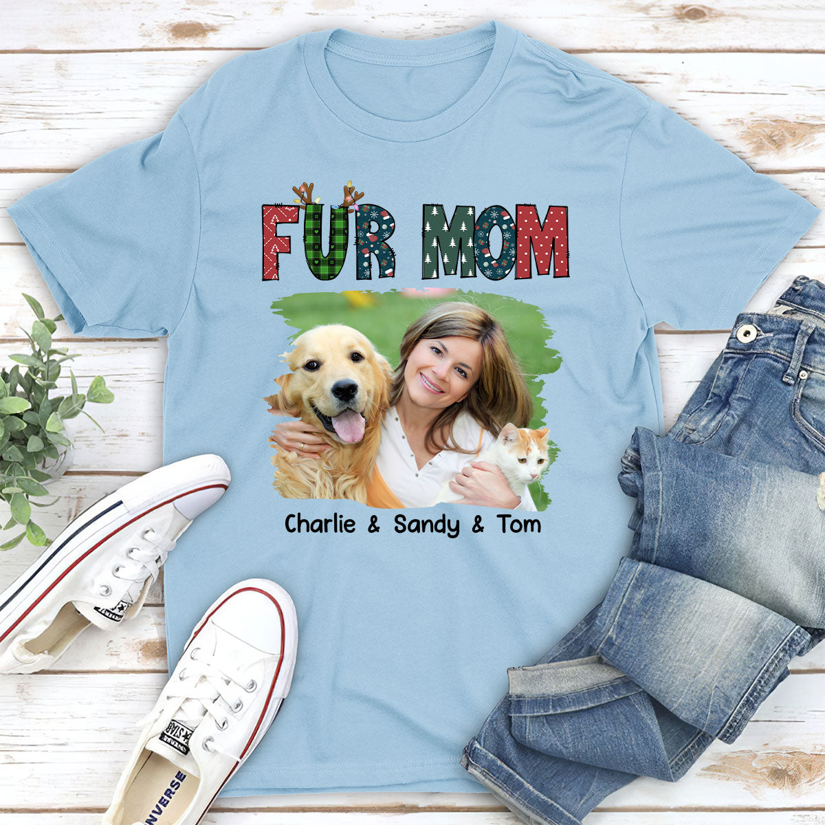 My Lovely Fur Mom Personalized Custom Unisex 5.3 oz Photo T-shirt - Ideal Gift for Pet Lovers
