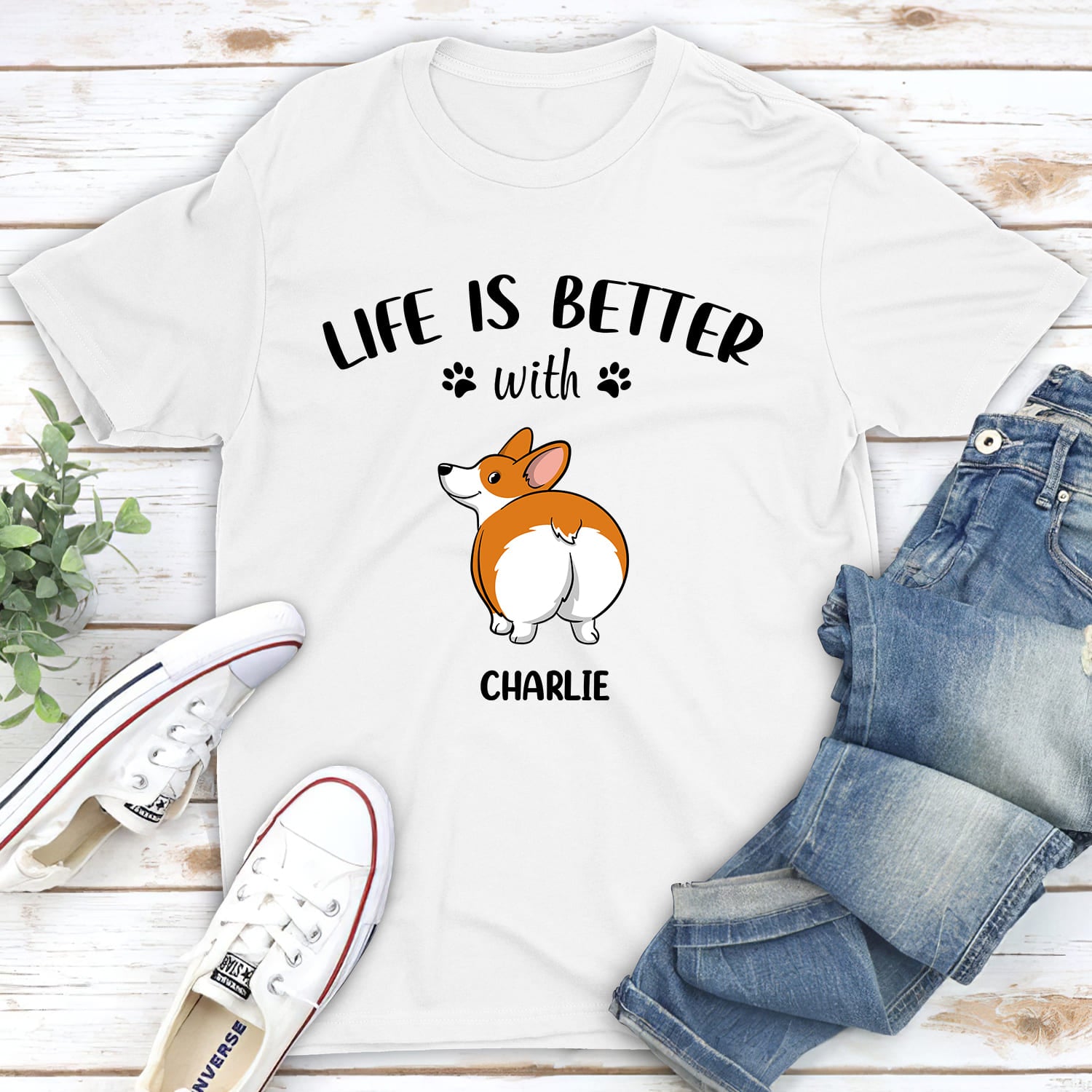 Life Is Better With Dog Butt - Customizable Unisex 5.3 oz Personalized T-shirt for Pet Lovers