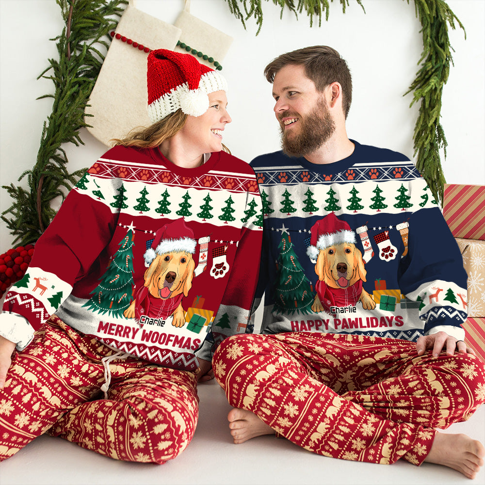 Pawlidays Winter - Exclusive Personalized Custom All-Over-Print Unisex Sweatshirt for Pet Lovers