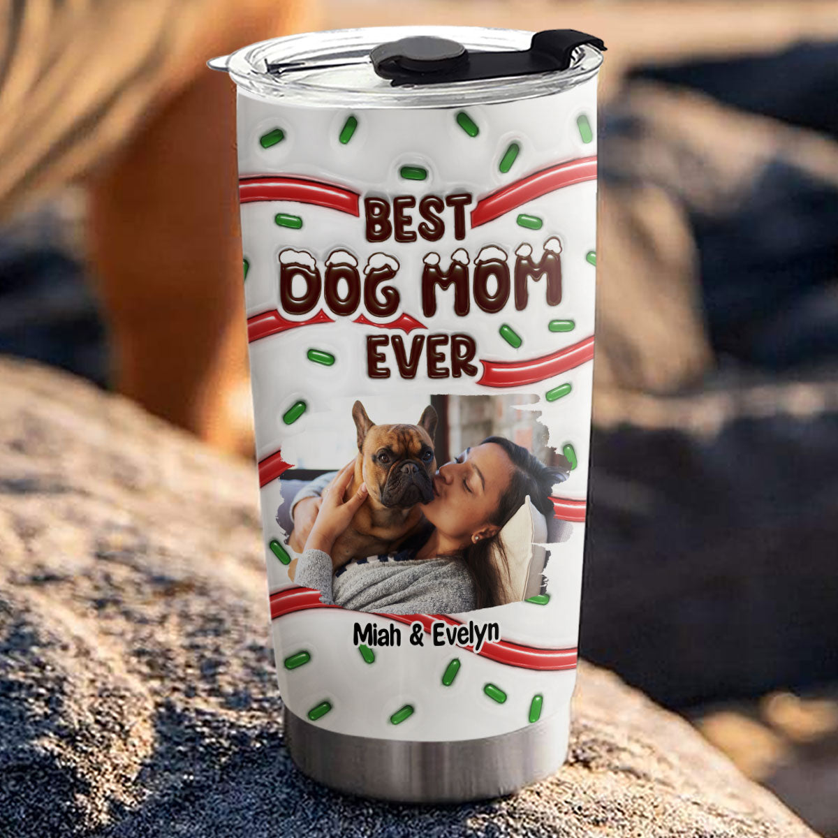 Top-Rated Personalized Custom 3D Inflated Effect Tumbler with Best Fur Mom Cake Photo