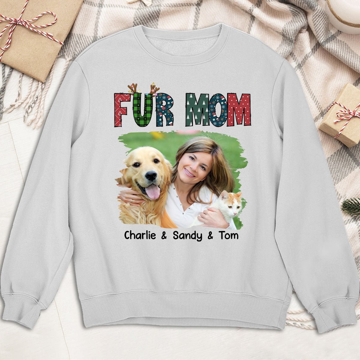 My Lovely Fur Mom Personalized Custom Photo Unisex 8.0 oz Sweatshirt - Ideal Gift for Pet Lovers