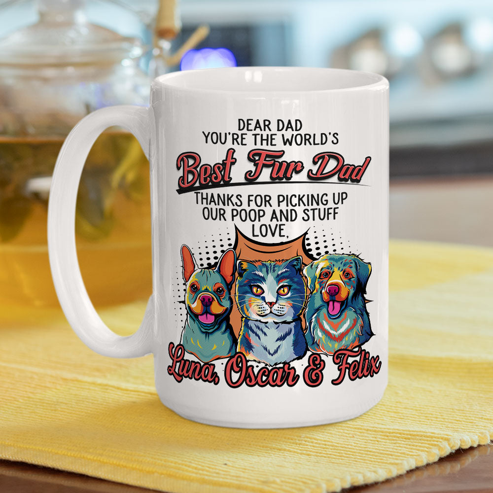 Unique Pop Art Love Fur Dad Personalized Custom Coffee Mug for Pet Lovers