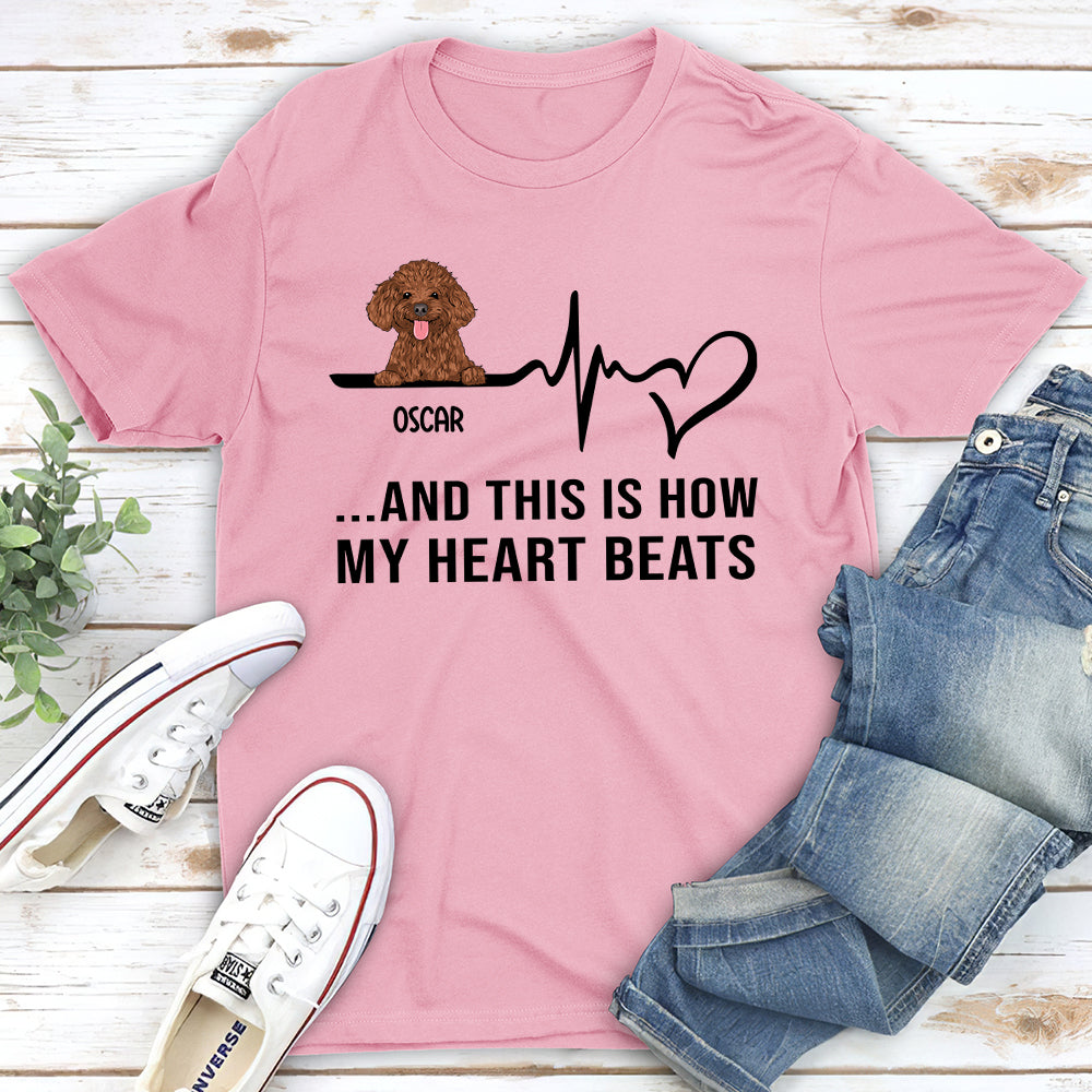 How My Heart Beat - Personalized Custom Unisex 5.3 oz T-shirt for Pet Lovers