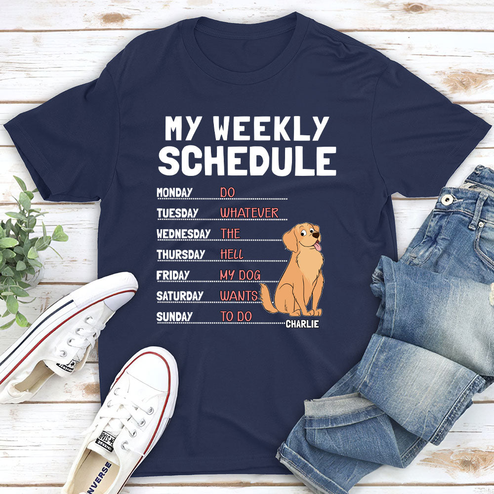 Personalized Custom Unisex Weekly Schedule T-shirt - Ideal Gift for Pet Lovers