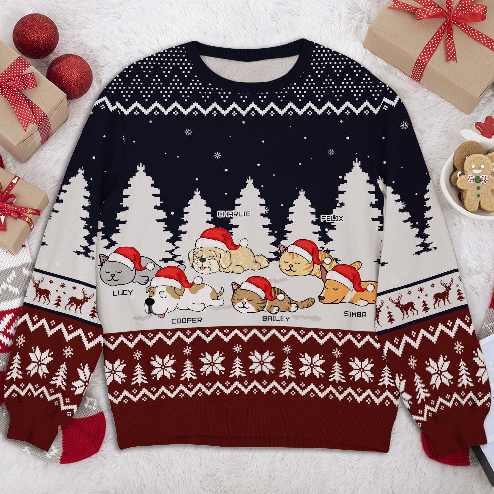 Snowy Winter Night - Exquisite Personalized Custom All-Over-Print Unisex Sweatshirt for Pet Lovers