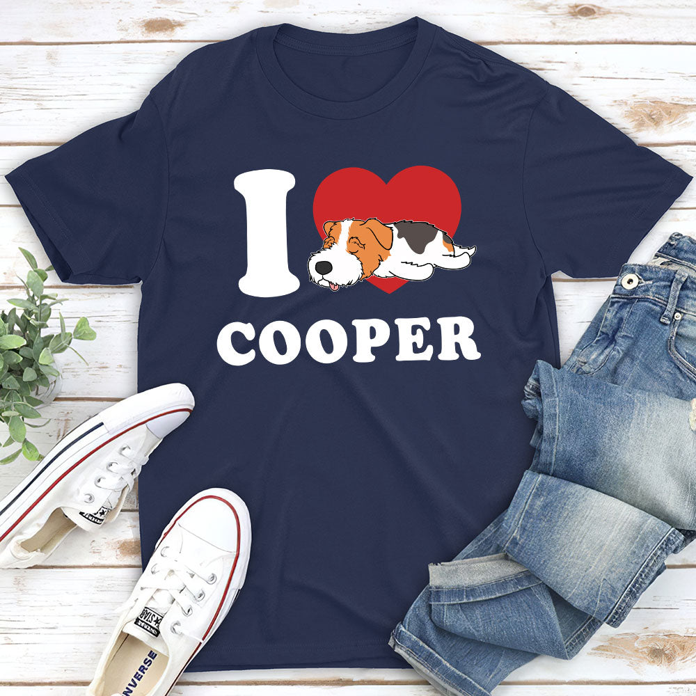 I Love My Dog - Personalized Custom Unisex 5.3 oz T-shirt for Pet Lovers