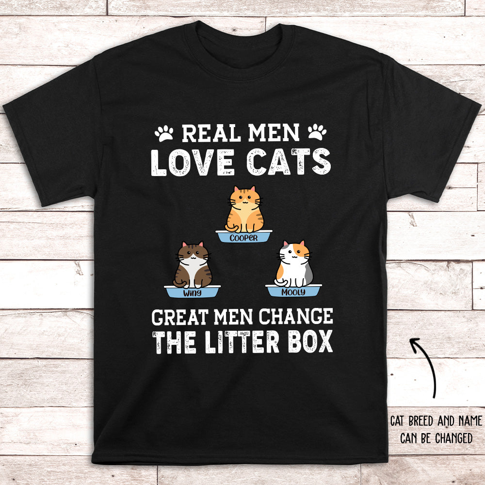 Real Men Love Cats - Personalized Custom Unisex 5.3 oz T-shirt for Pet Lovers