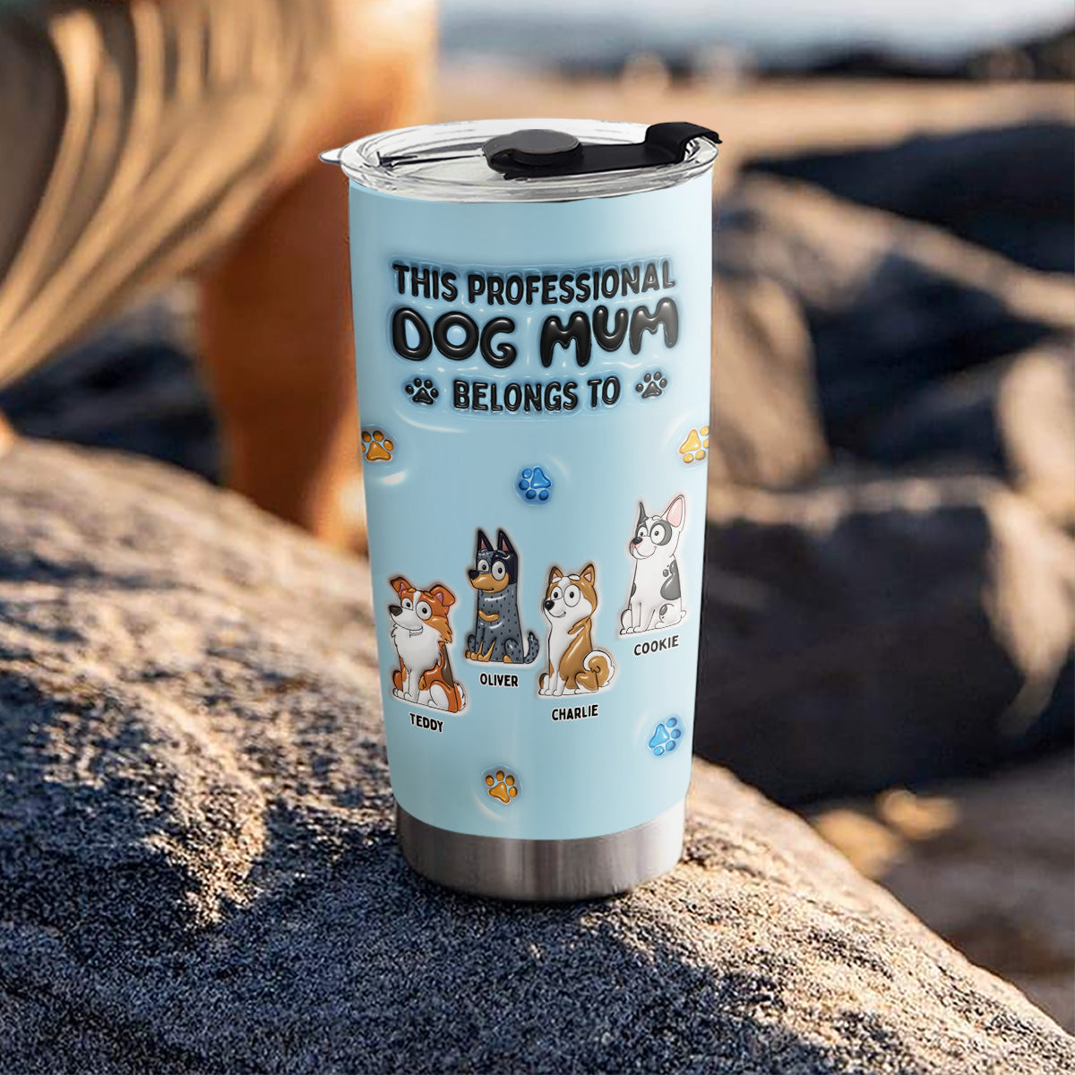 Personalized Custom 3D Inflated Effect 20oz Stainless Steel Tumbler for Dog Moms and Dads