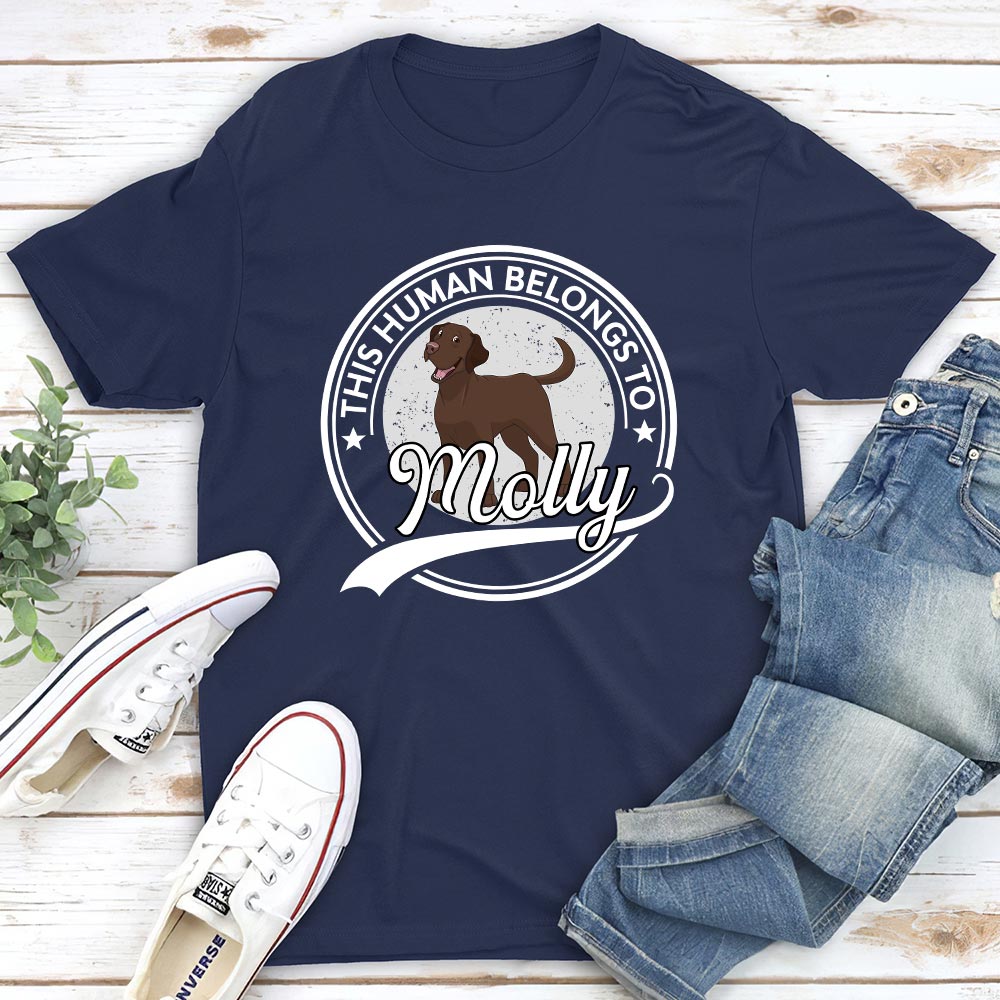 Unique Personalized Custom Unisex Human Belongs To Dog Cartoon T-shirt