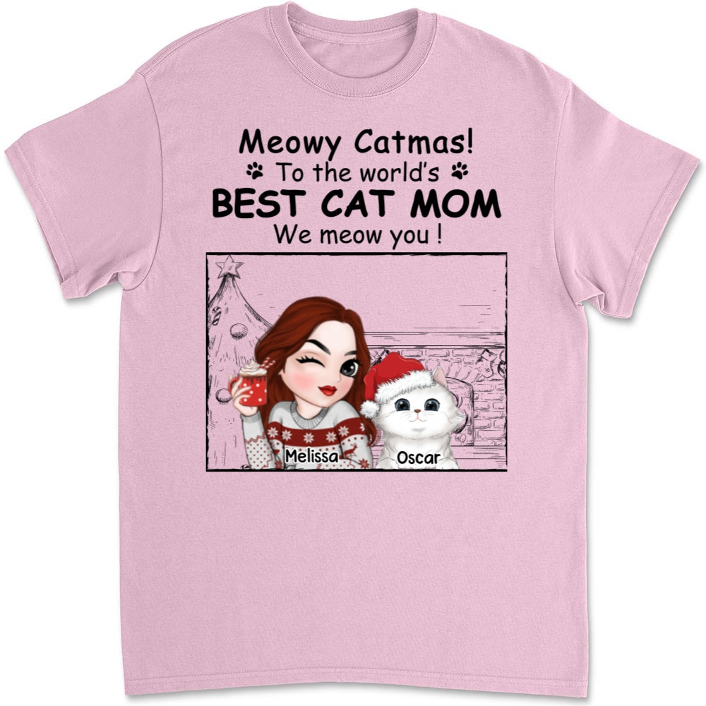Best Cat Mom Christmas - Personalized Custom Unisex T-shirt for Cat Lovers