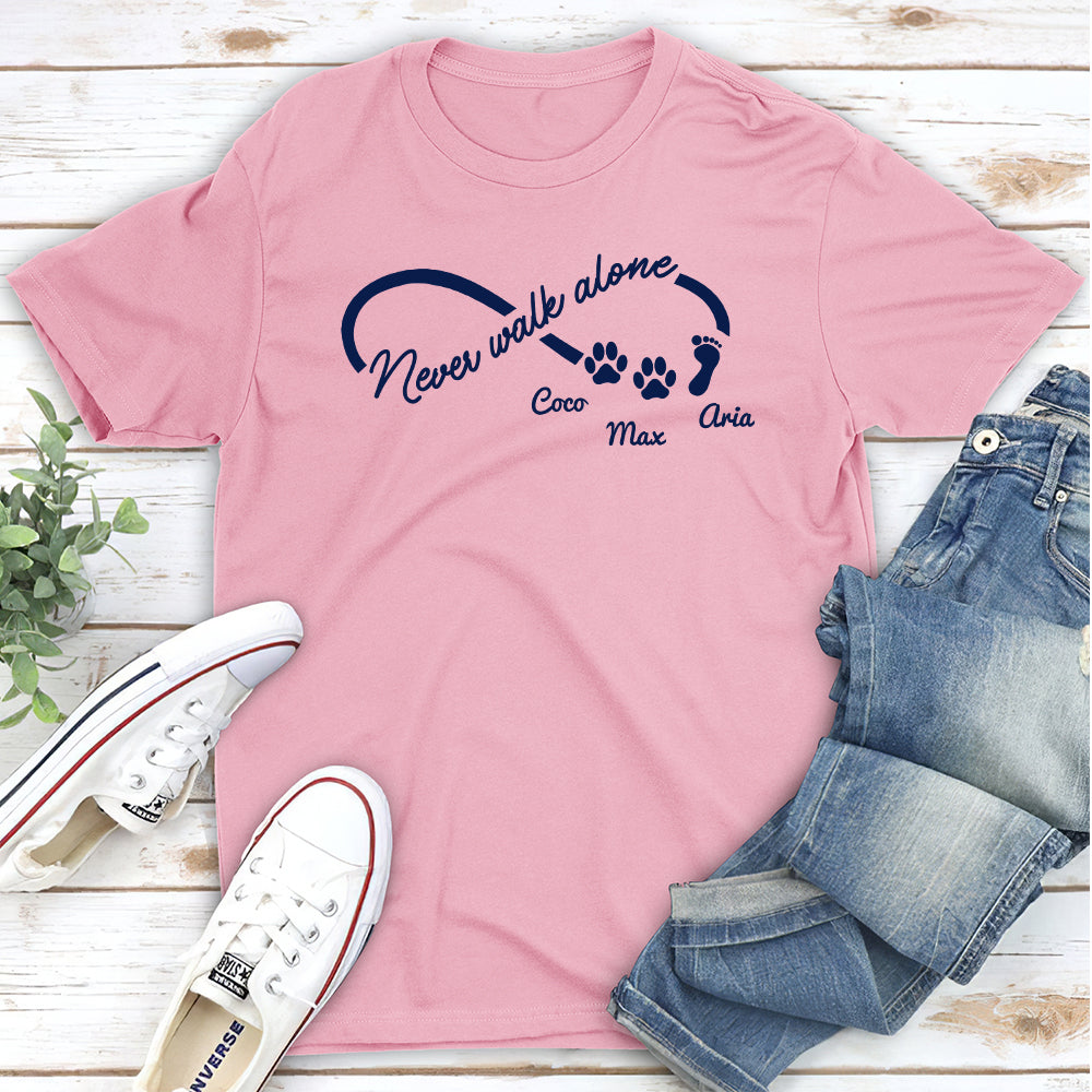 Never Walk Alone - Personalized Custom Unisex 5.3 oz T-shirt for Pet Lovers