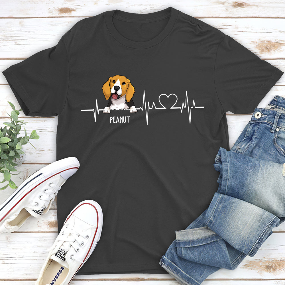 Dog Heartbeat 2 - Personalized Custom Unisex 5.3 oz T-shirt for Pet Lovers