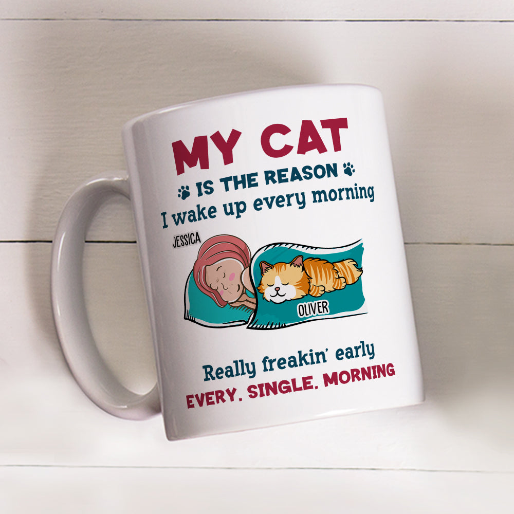 My Cat Wakes Me Up - Unique Personalized Custom Coffee Mug for Pet Lovers