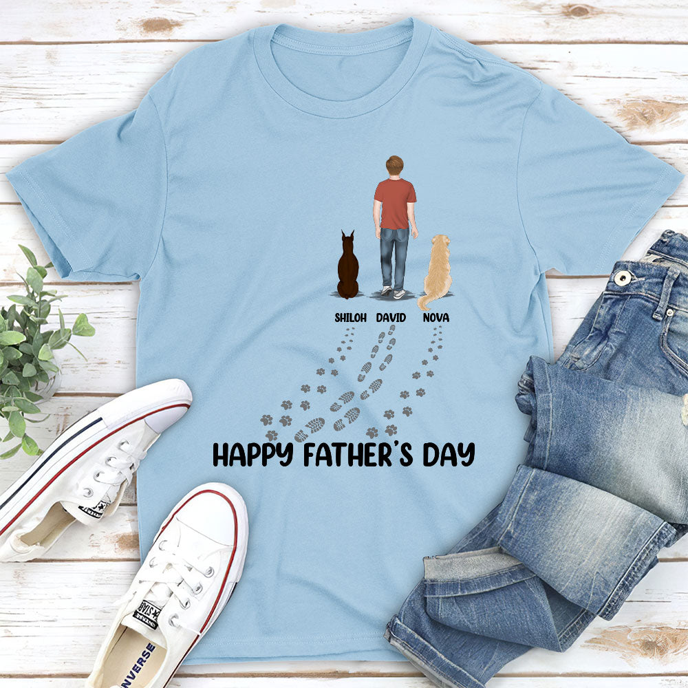 Happy Fathers Day Personalized Custom Unisex T-shirt for the Best Dog Dad - 5.3 oz, Various Color Combinations