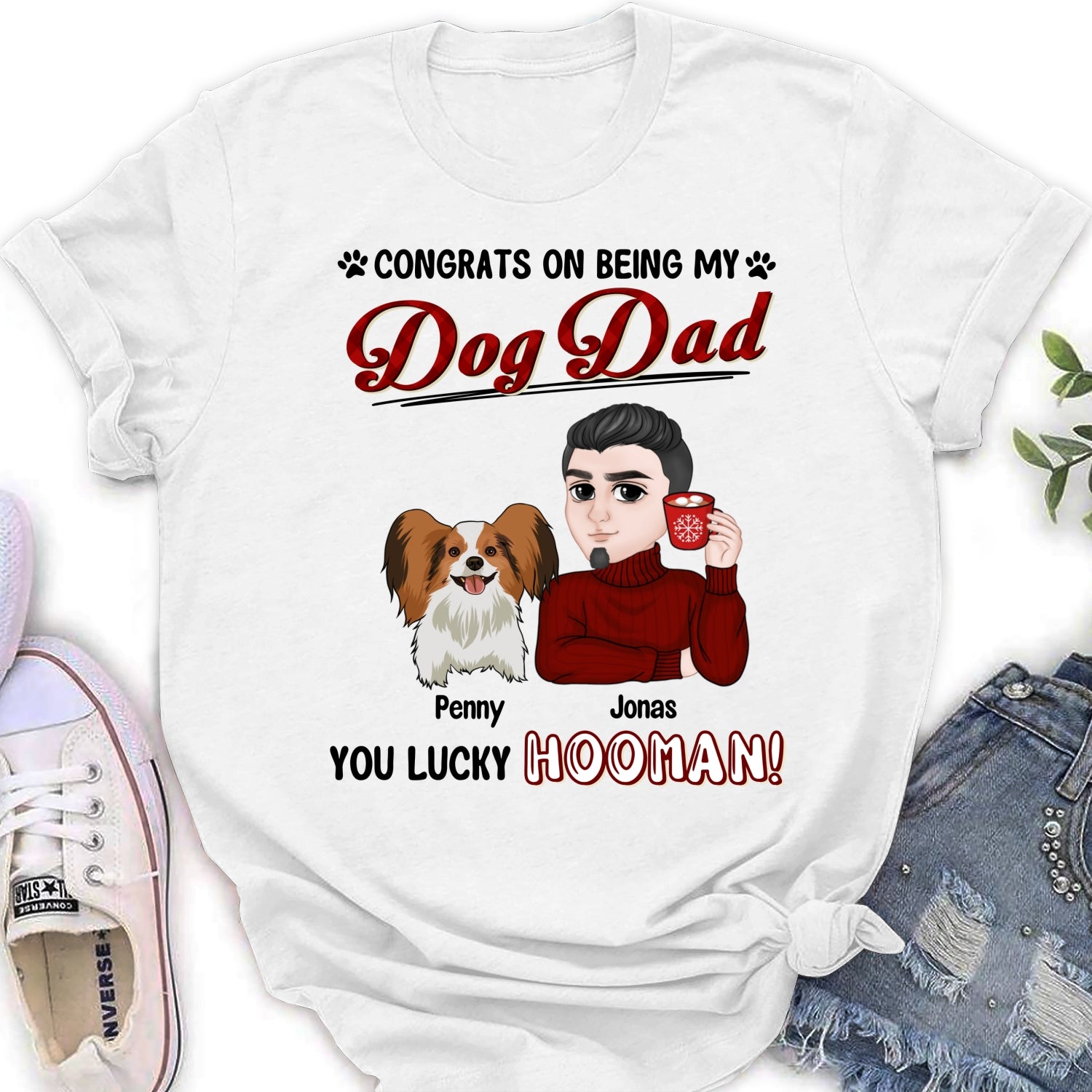 Lucky Dog Dad and Mom - Personalized Custom Women's T-shirt for Pet Lovers