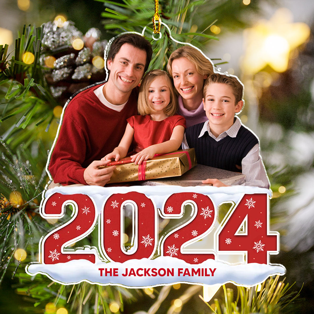 2024 Custom Photo Family Personalized Acrylic Christmas Ornament