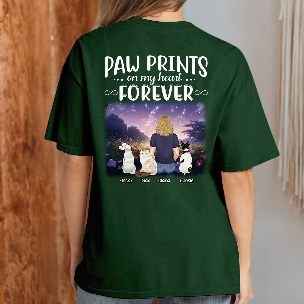 Paw Prints Forever - Exclusive Personalized Custom Unisex 5.3 oz T-shirt for Pet Lovers