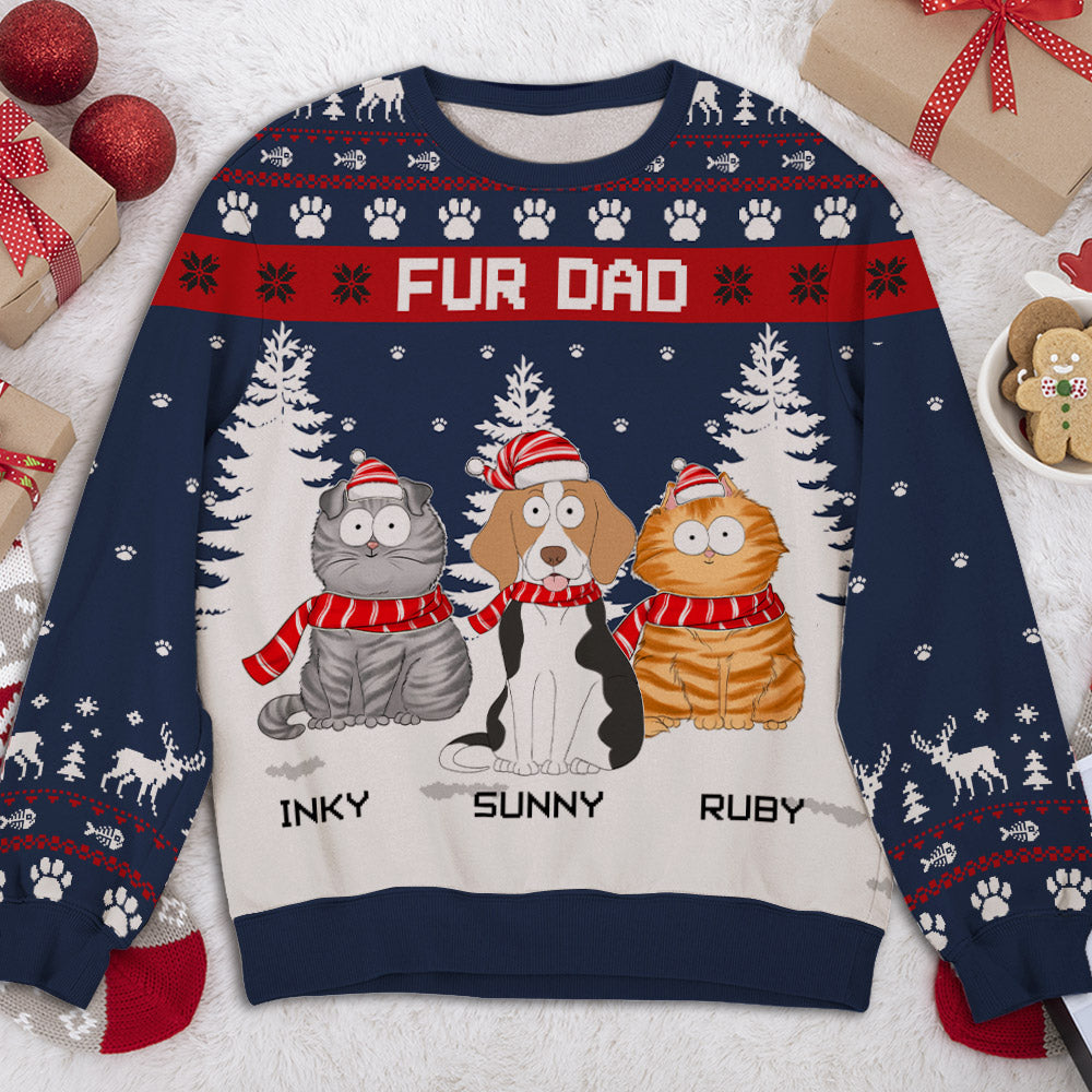 Snowy Paw - Personalized Custom All-Over-Print Unisex 8.8 oz Polyester Blend Sweatshirt for Pet Lovers