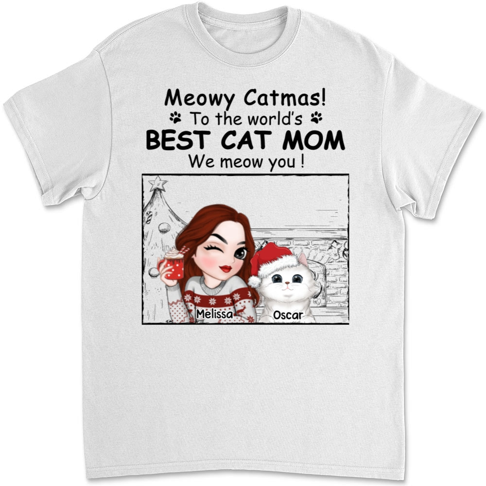 Best Cat Mom Christmas - Personalized Custom Unisex T-shirt for Cat Lovers