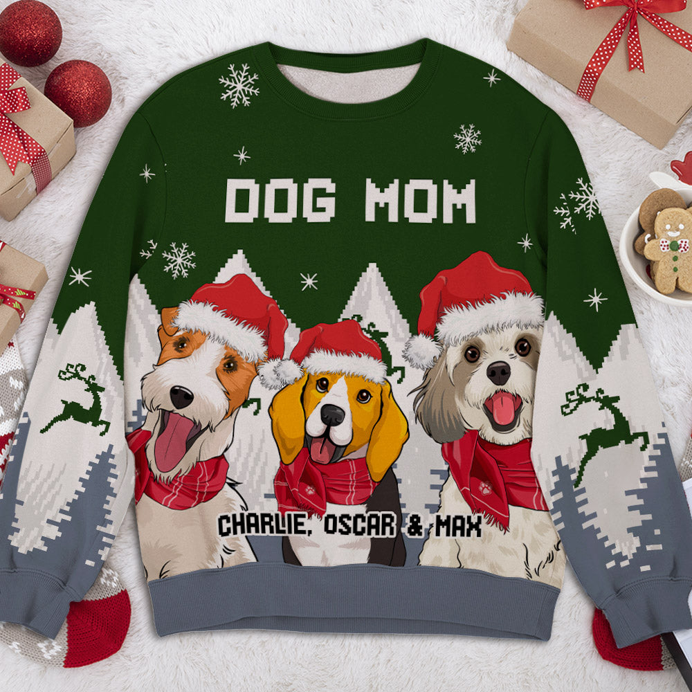 Snowy Forest Dog Mom - Exquisitely Personalized Custom All-Over-Print Unisex Sweatshirt