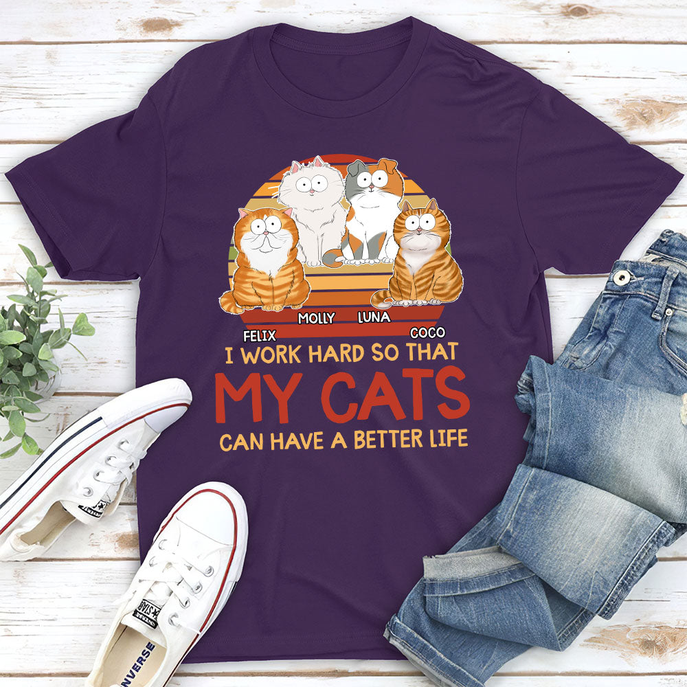 Cats Better Life - Personalized Custom Unisex 5.3 oz T-shirt for Pet Lovers