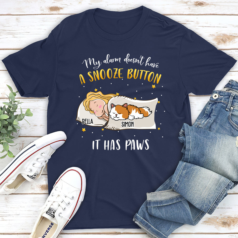 My Alarm Has Paws - Personalized Custom Unisex 5.3 oz T-shirt for Pet Lovers