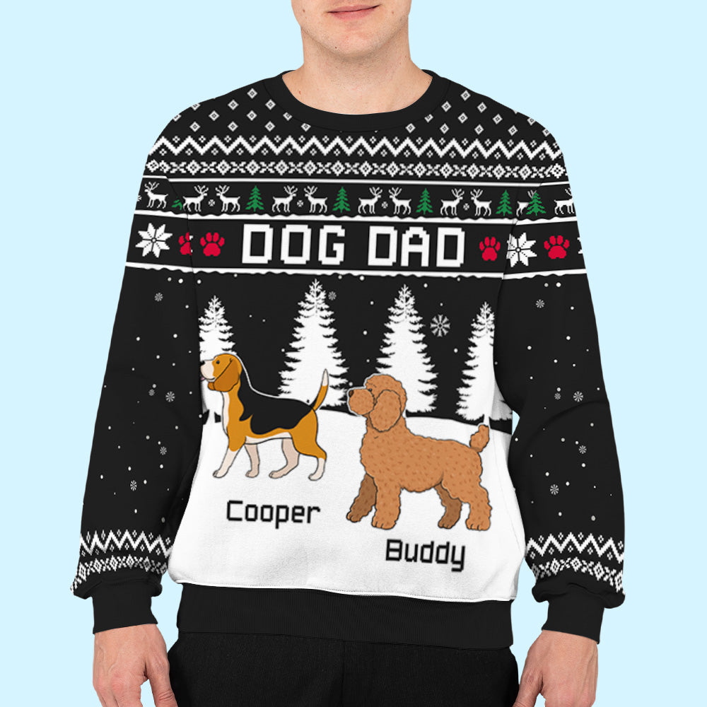 Stylish Personalized Custom All-Over-Print Winter Dog Walking 2 Sweatshirt for Dog Lovers
