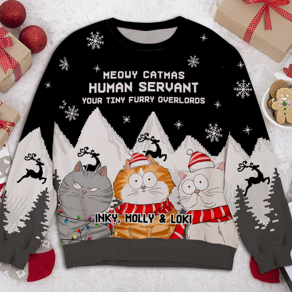Unique Personalized Custom All-Over-Print Christmas Cat Sweatshirt - Ideal Gift for Pet Lovers