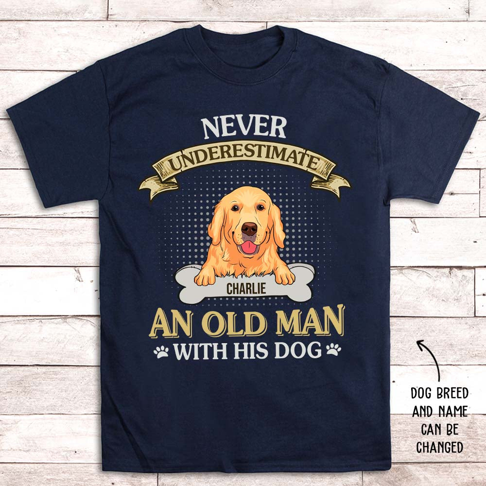 An Old Man With Dog - Stylish Personalized Custom Unisex 5.3 oz T-shirt