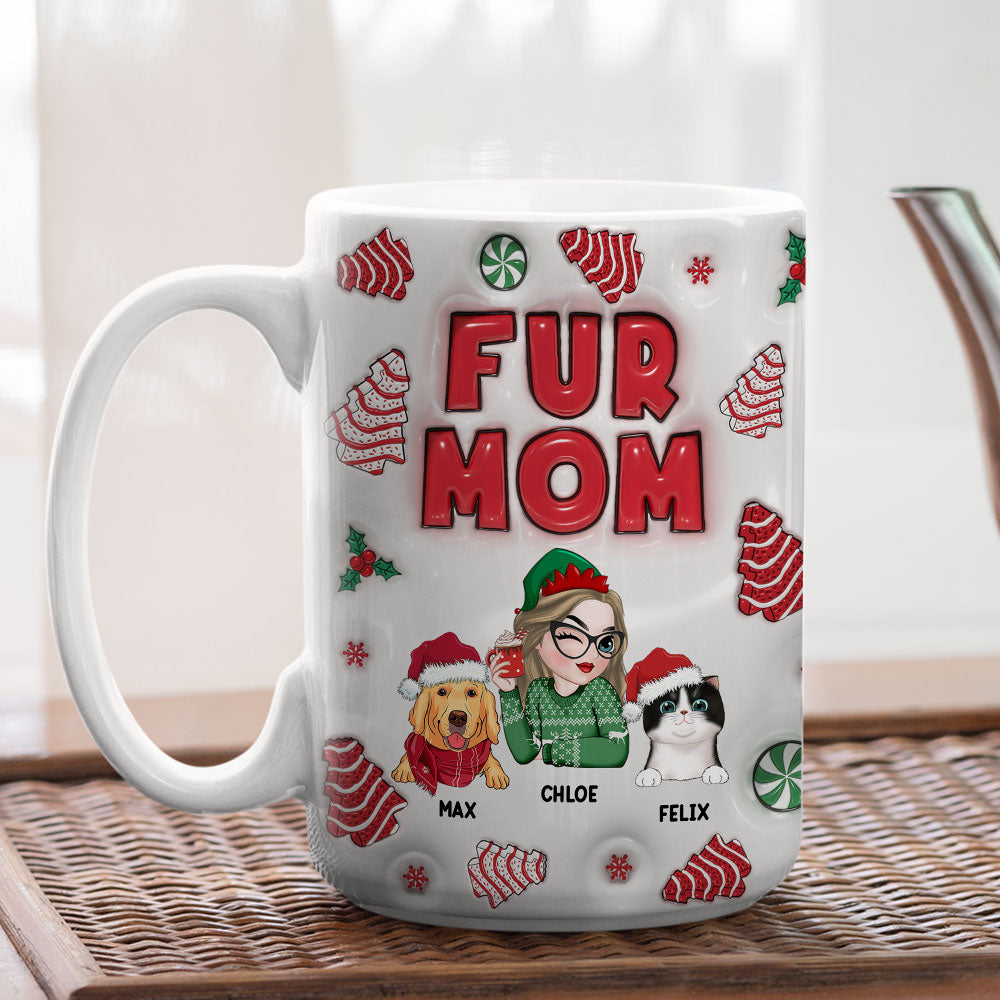 Fur Mom Personalized Custom 3D Inflated Effect Ceramic Mug - 11oz & 15oz