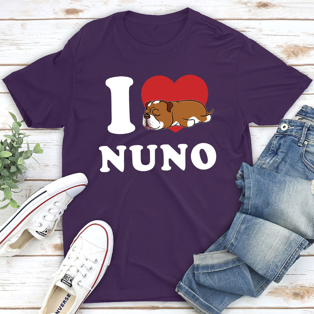 I Love My Dog - Personalized Custom Unisex 5.3 oz T-shirt for Pet Lovers