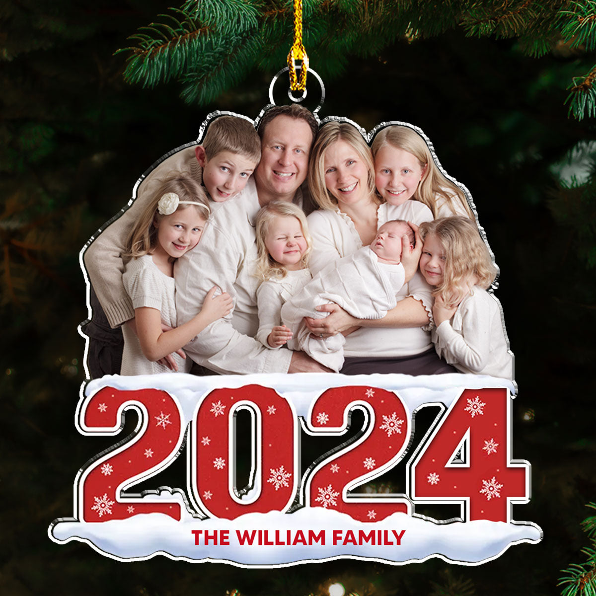 2024 Custom Photo Family Personalized Acrylic Christmas Ornament