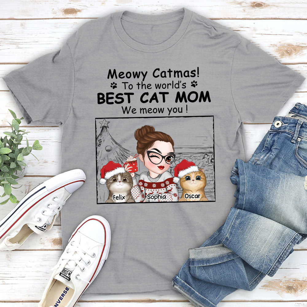 Best Cat Mom Christmas - Personalized Custom Unisex T-shirt for Cat Lovers