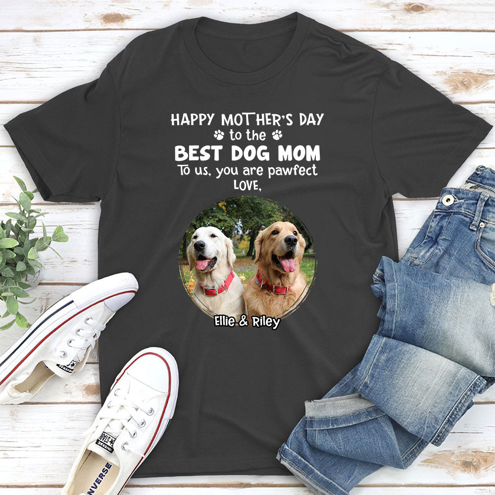 Pawfect Dog Mom - Personalized Custom Unisex Cotton Blend T-shirt for Pet Lovers