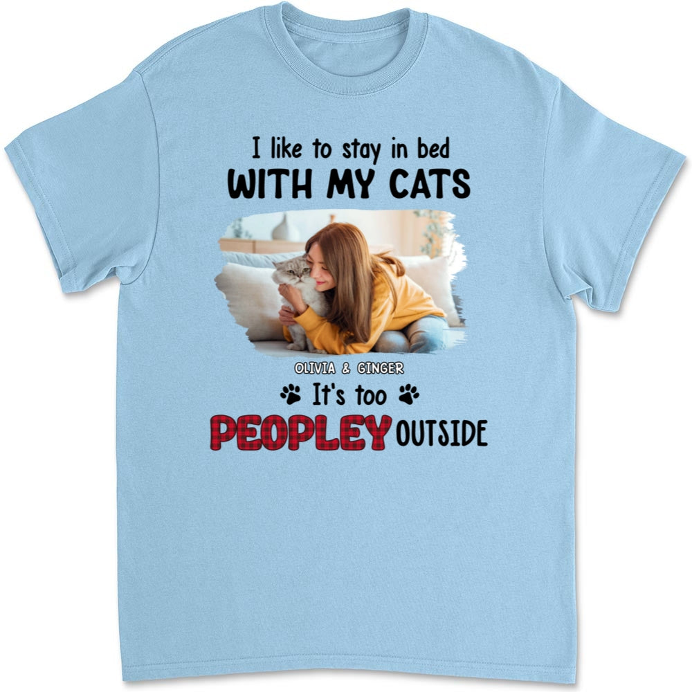 Like To Stay In Bed Cat Photo - Personalized Custom Unisex 5.3 oz T-shirt for Pet Lovers