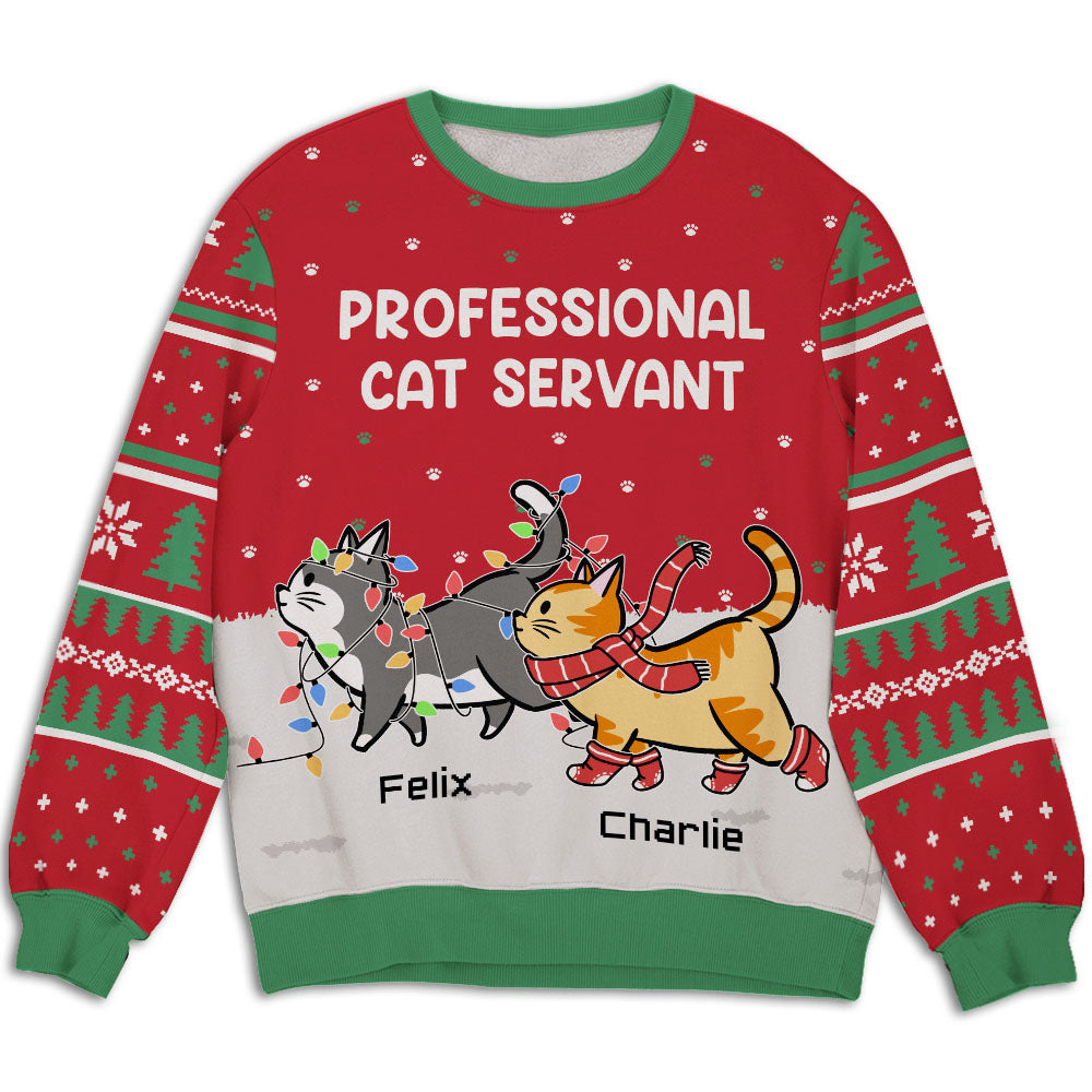 Cat Servant - Personalized Custom All-Over-Print Unisex 8.8 oz Polyester Blend Sweatshirt for Pet Lovers