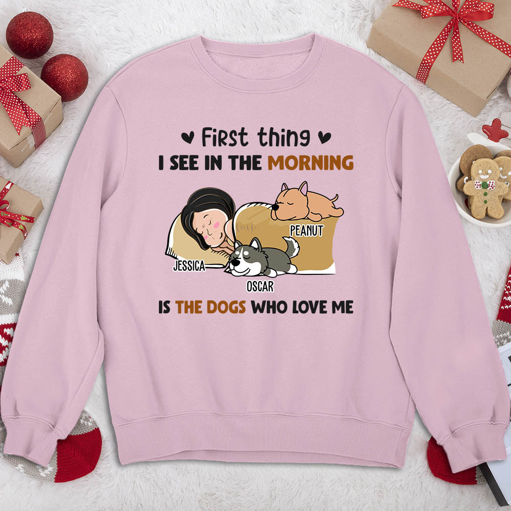 Morning First Thing - Customizable Personalized Unisex 8.0 oz Sweatshirt for Pet Lovers