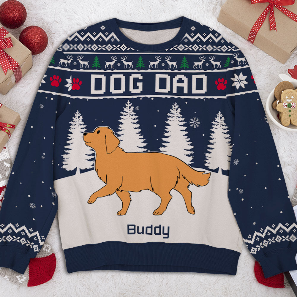 Stylish Personalized Custom All-Over-Print Winter Dog Walking 2 Sweatshirt for Dog Lovers