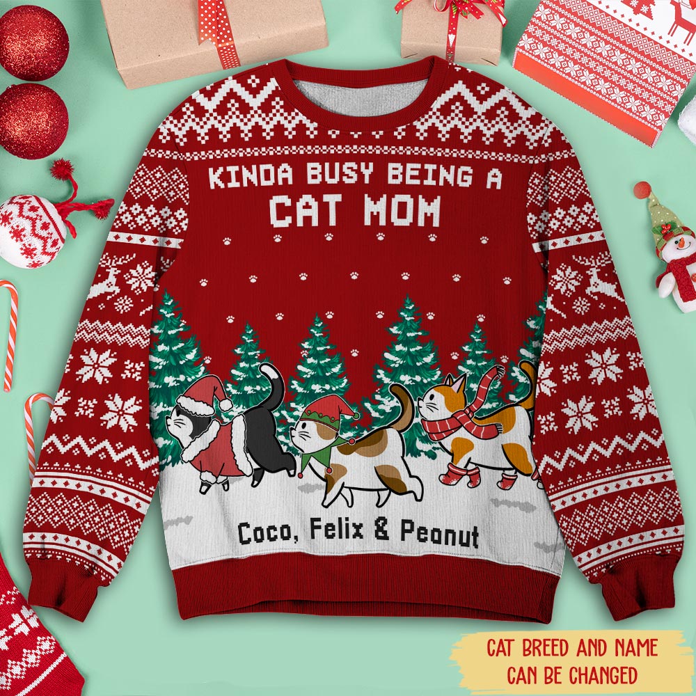 Personalized Custom All-Over-Print Cat Mom Sweatshirt - Ideal Gift for Pet Lovers