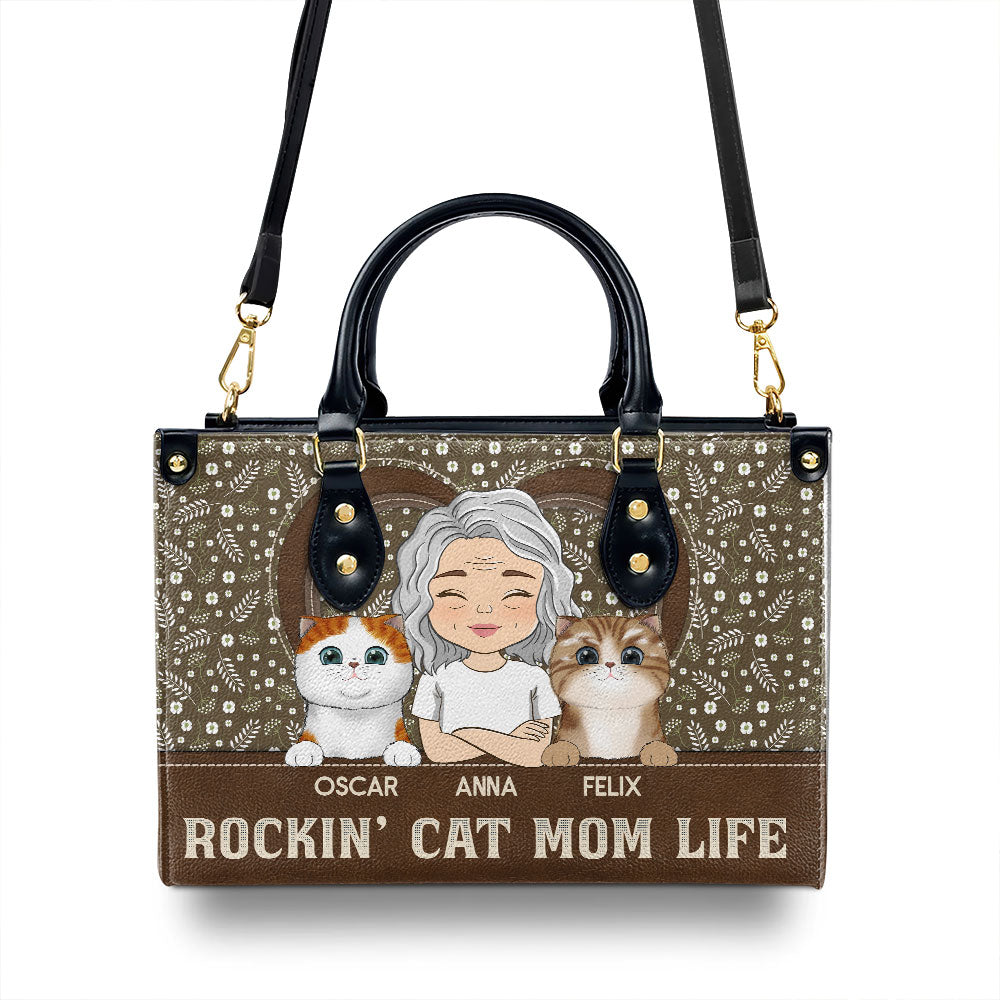 Rockin' Mom Life - Exclusively Personalized Custom Leather Handbag for Stylish Moms