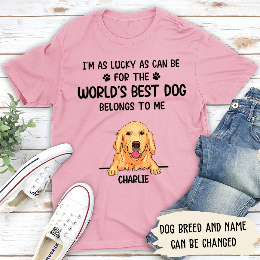 Lucky As Can Be - Personalized Custom Unisex 5.3 oz T-shirt for Pet Lovers