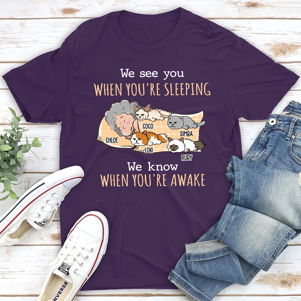 When You're Awake - Personalized Custom Unisex 5.3 oz T-shirt for Pet Lovers