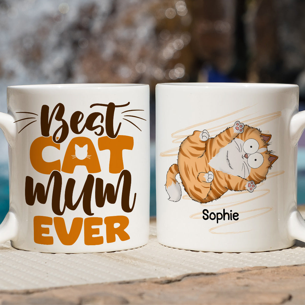 Best Cat Mom Ever - Premium Personalized Custom Ceramic Coffee Mug with USA-Printed Artwork