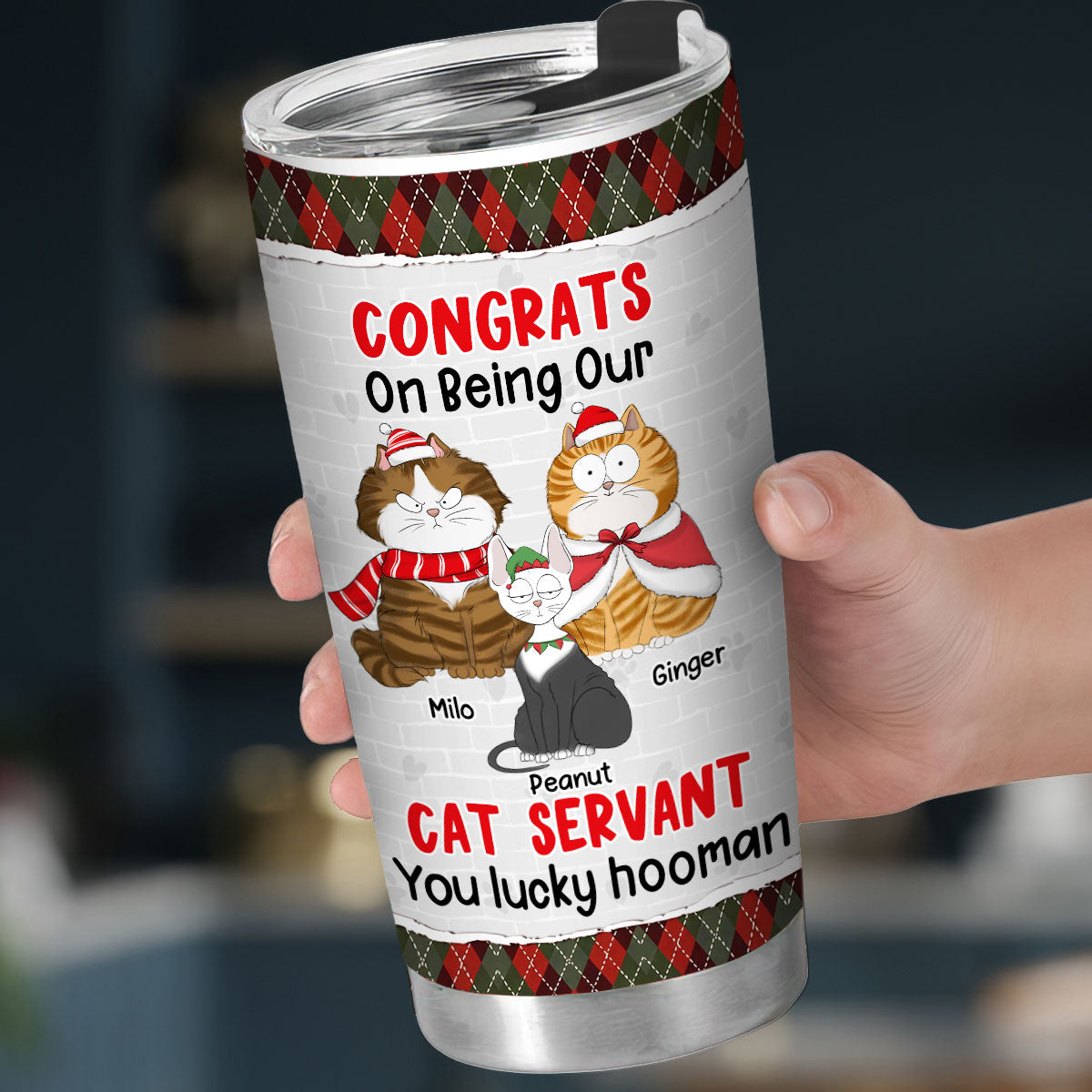 Congrats Lucky Hooman - Customizable Personalized 20oz Stainless Steel Tumbler with Thousands of Cool Designs