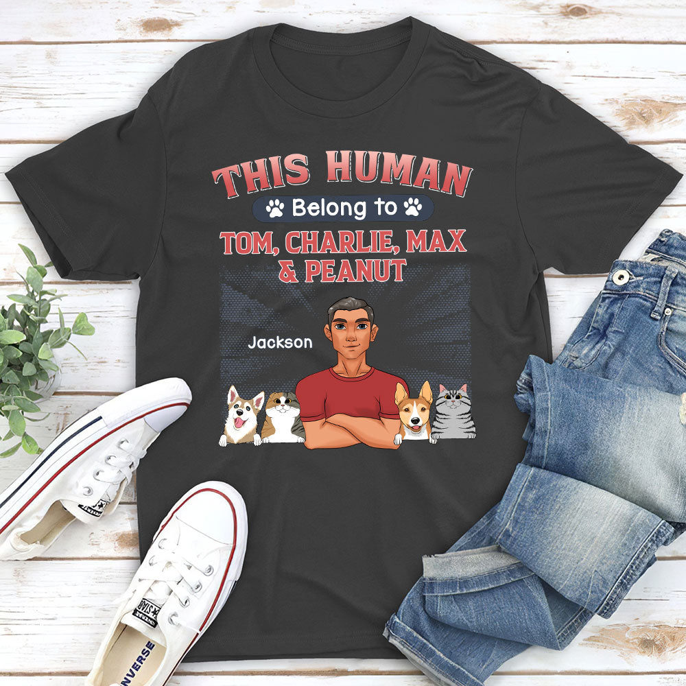 Belongs To Pet - Personalized Custom Unisex Heavy Cotton Midweight T-shirt for Pet Lovers